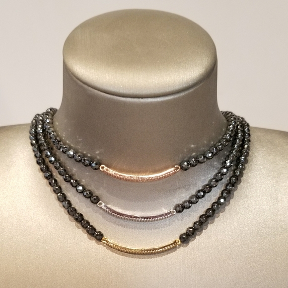 NEW Rose Gold Pave CZ Hematite Bracelet Choker - Picture 5 of 5